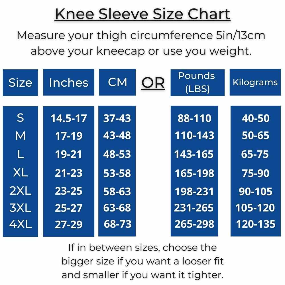Limitless Knee Pro size chart